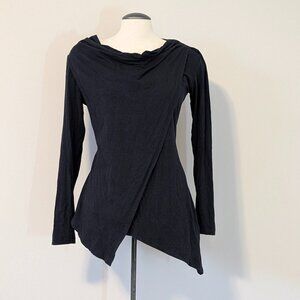FIG Asymmetric Cowl Neck Shirt Black/Navy Medium